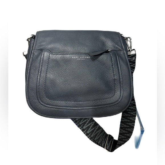 Marc Jacobs Recruit Nomad Saddle Pebble Leather Gray Crossbody Bag - Picture 3 of 14